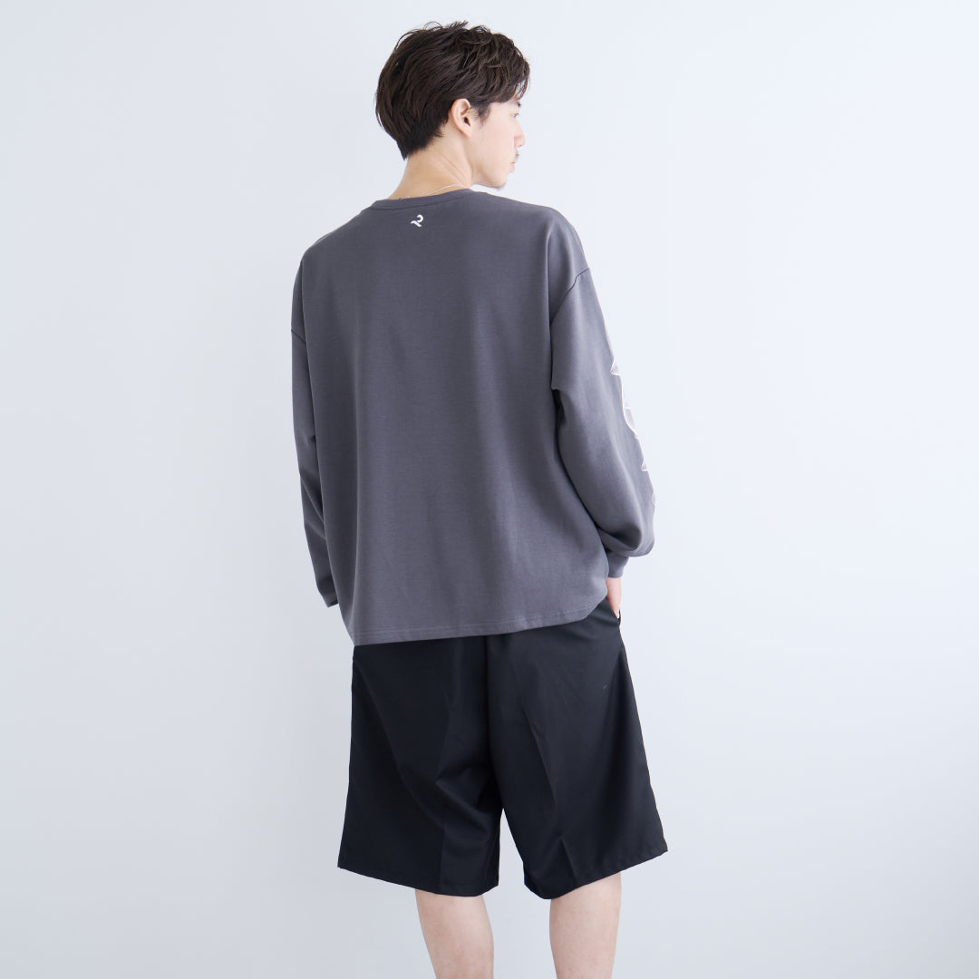 L/S Tee "WAVE" -chacoal gray-
