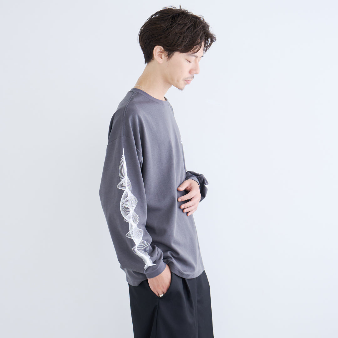 L/S Tee "WAVE" -chacoal gray-