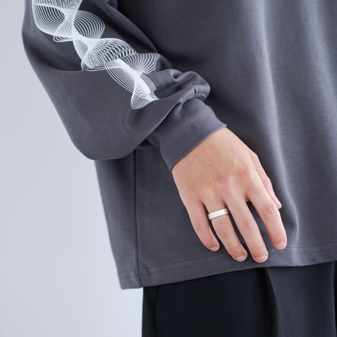 L/S Tee "WAVE" -chacoal gray-