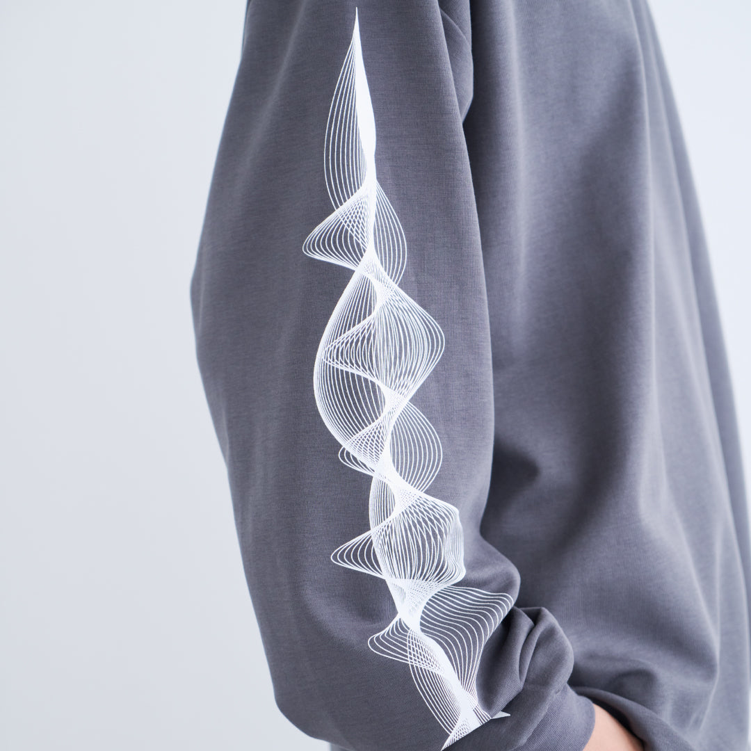 L/S Tee "WAVE" -chacoal gray-