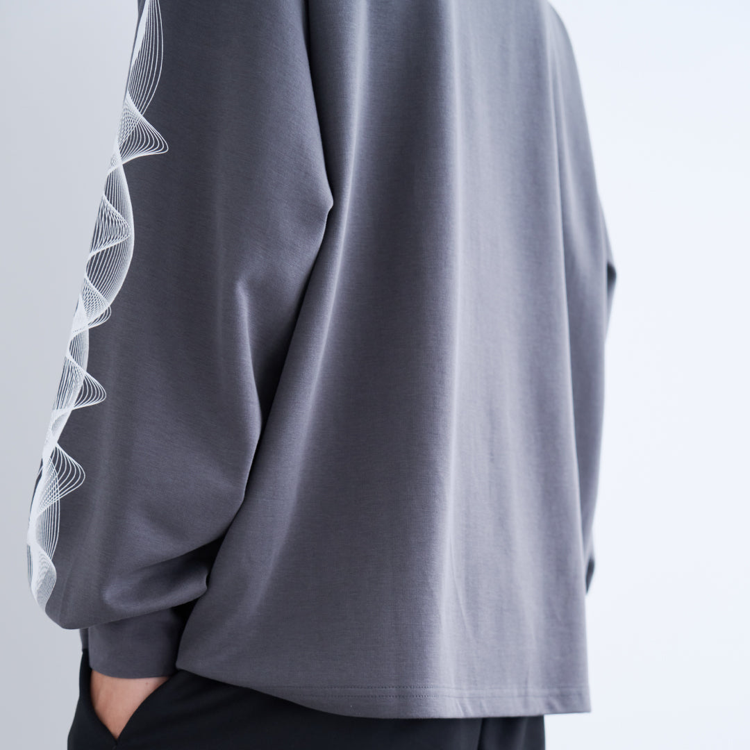 L/S Tee "WAVE" -chacoal gray-