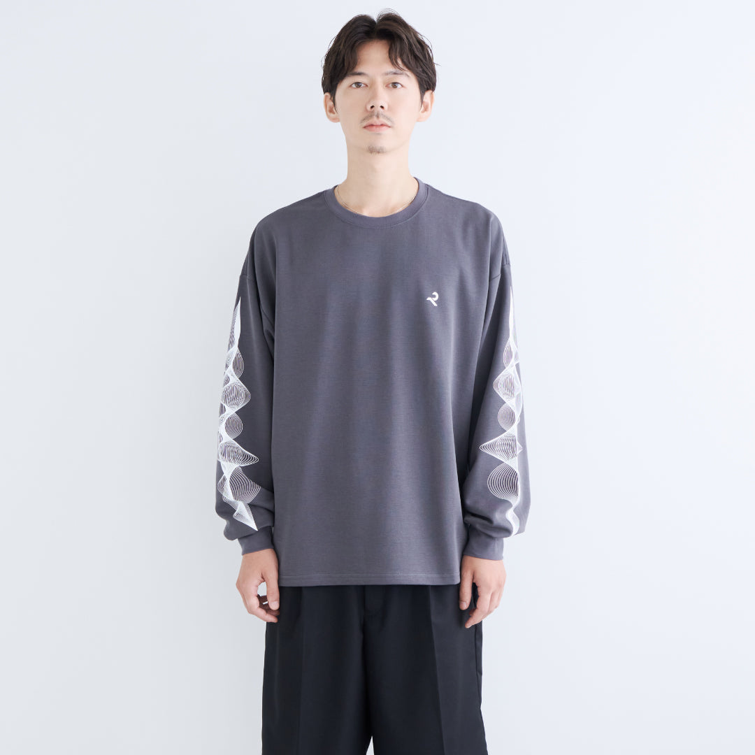 L/S Tee "WAVE" -chacoal gray-