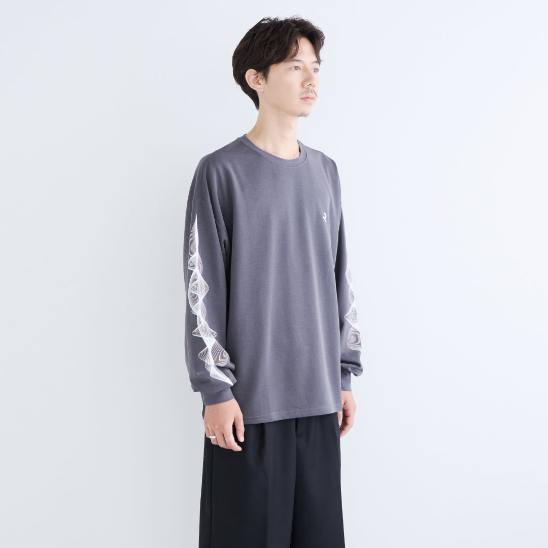 L/S Tee "WAVE" -chacoal gray-
