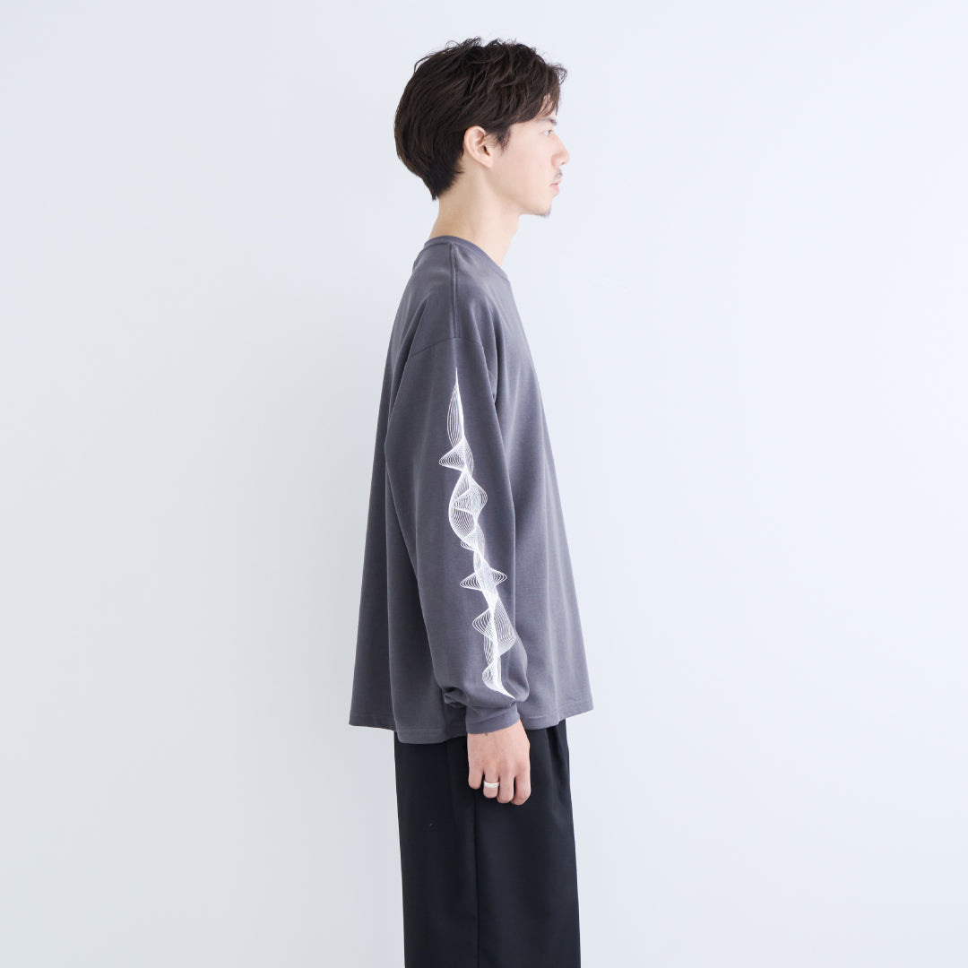L/S Tee "WAVE" -chacoal gray-