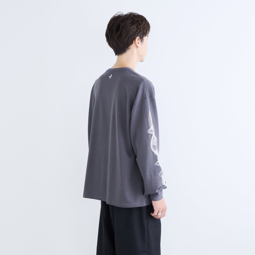 L/S Tee "WAVE" -chacoal gray-