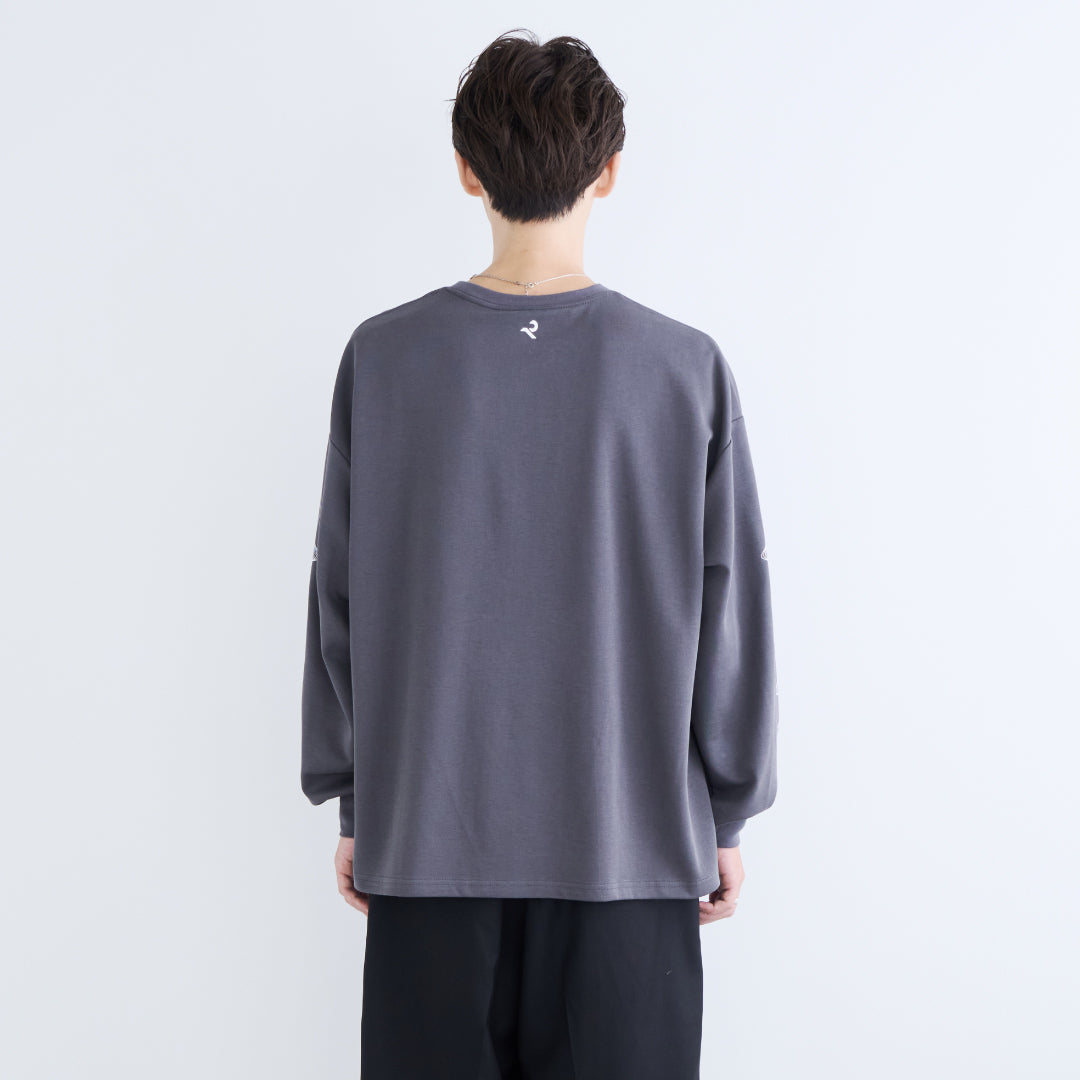 L/S Tee "WAVE" -chacoal gray-