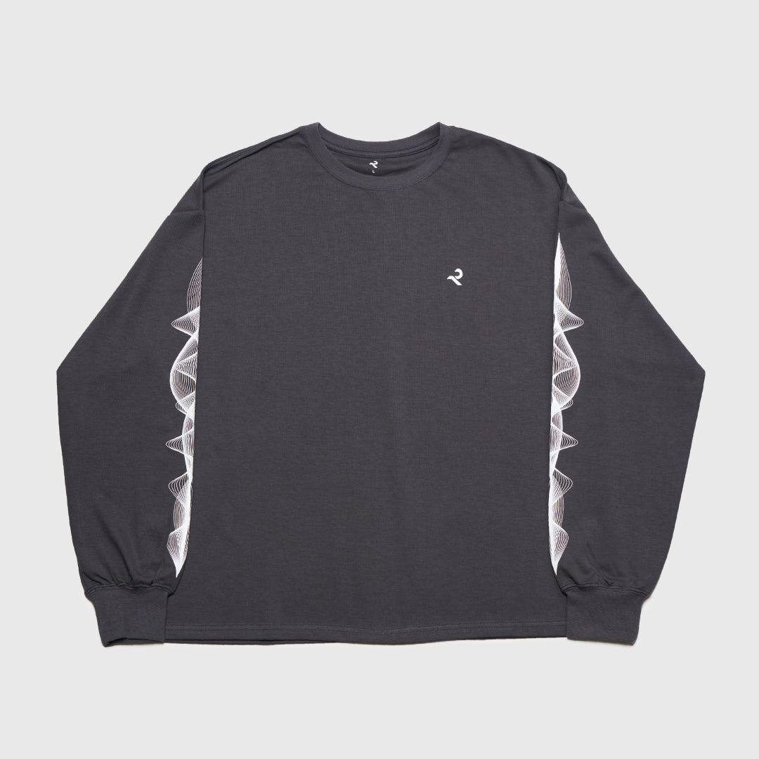L/S Tee "WAVE" -chacoal gray-