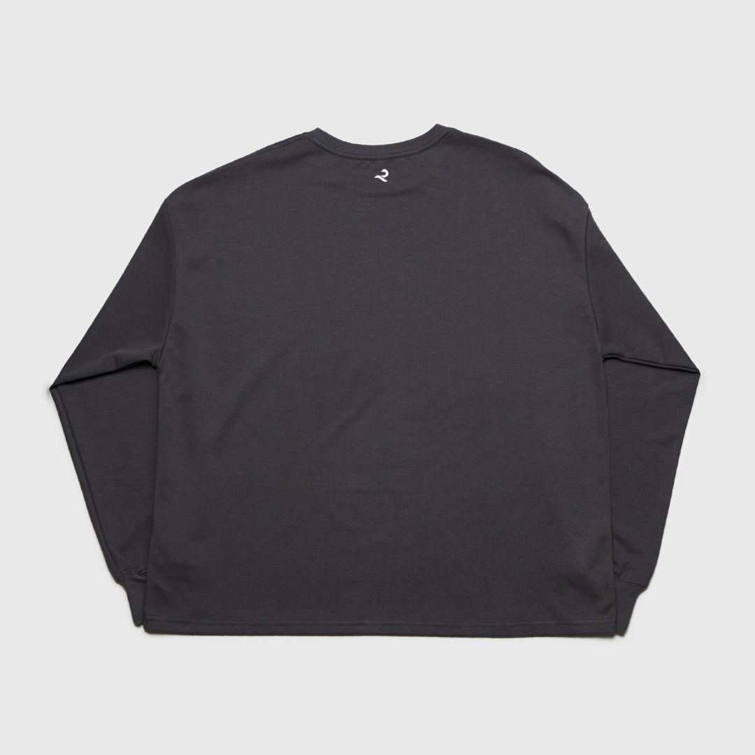 L/S Tee "WAVE" -chacoal gray-