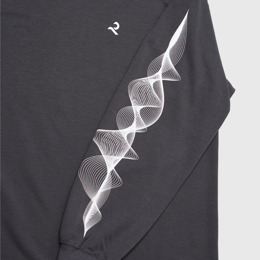 L/S Tee "WAVE" -chacoal gray-