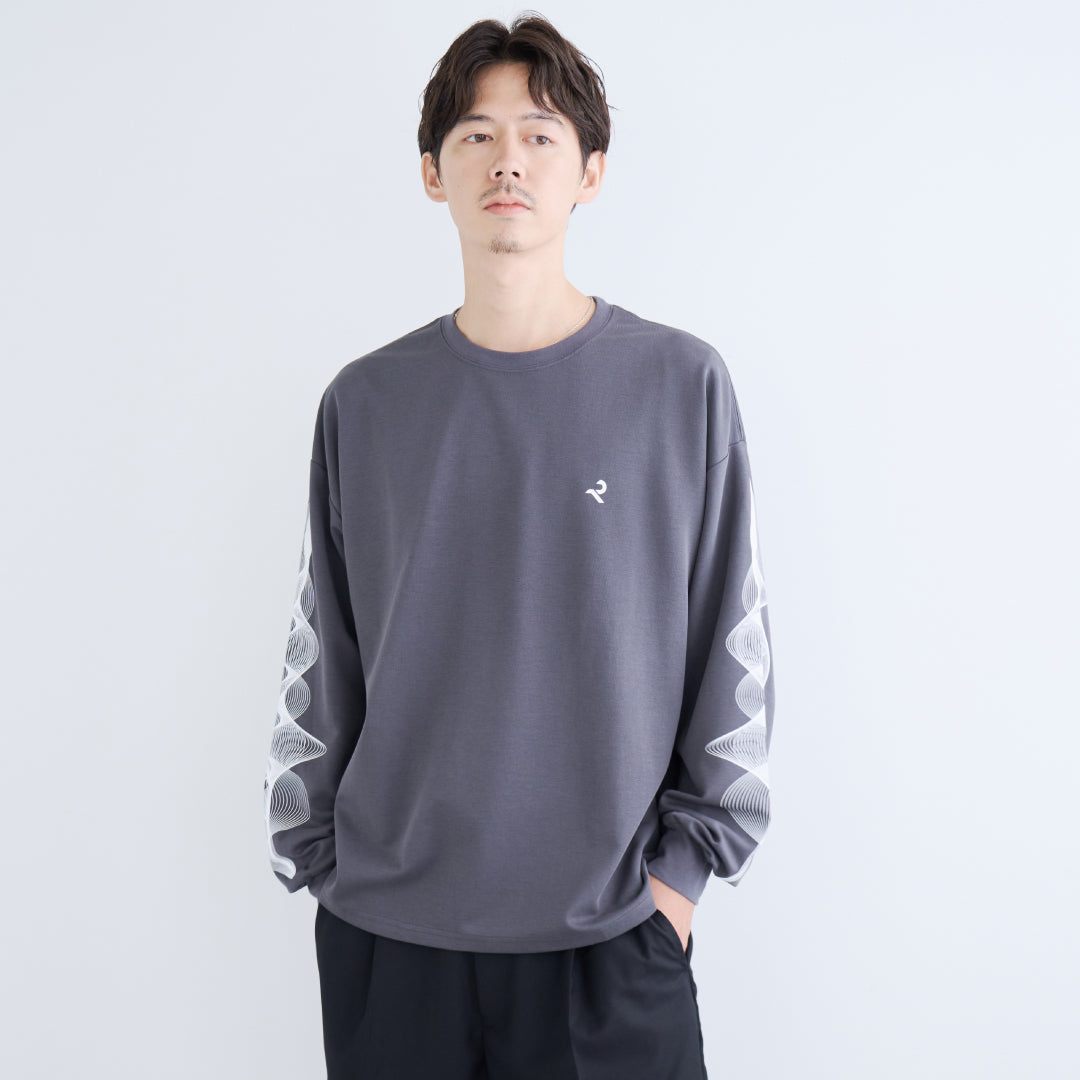 L/S Tee "WAVE" -chacoal gray-