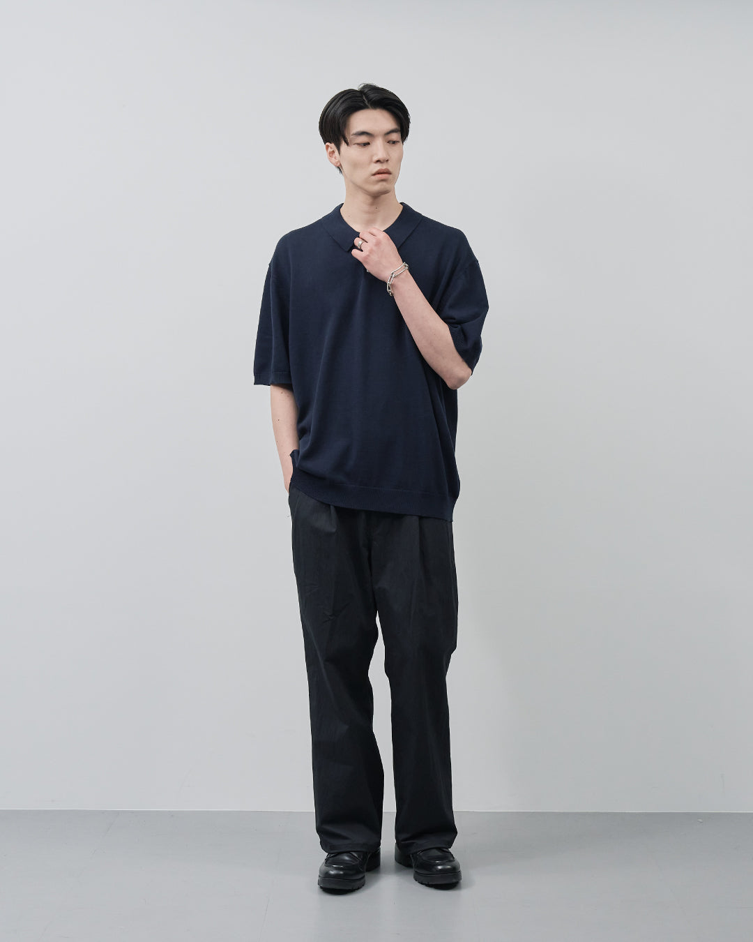 S/S Dry Knit Polo -navy-