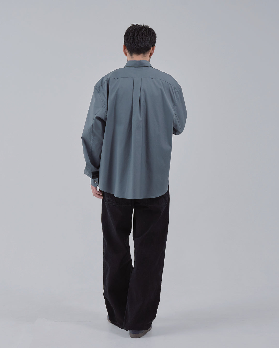 Relaxed Fit Regular Collar L/S Shirt -dark gray-