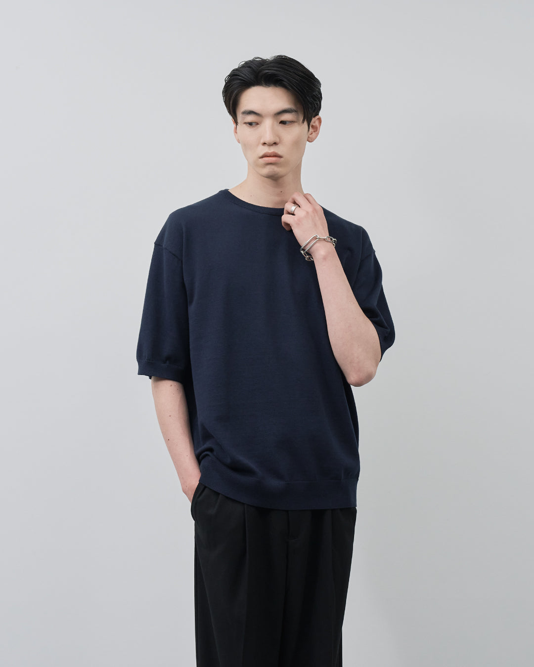 S/S Dry Knit Tee -navy-