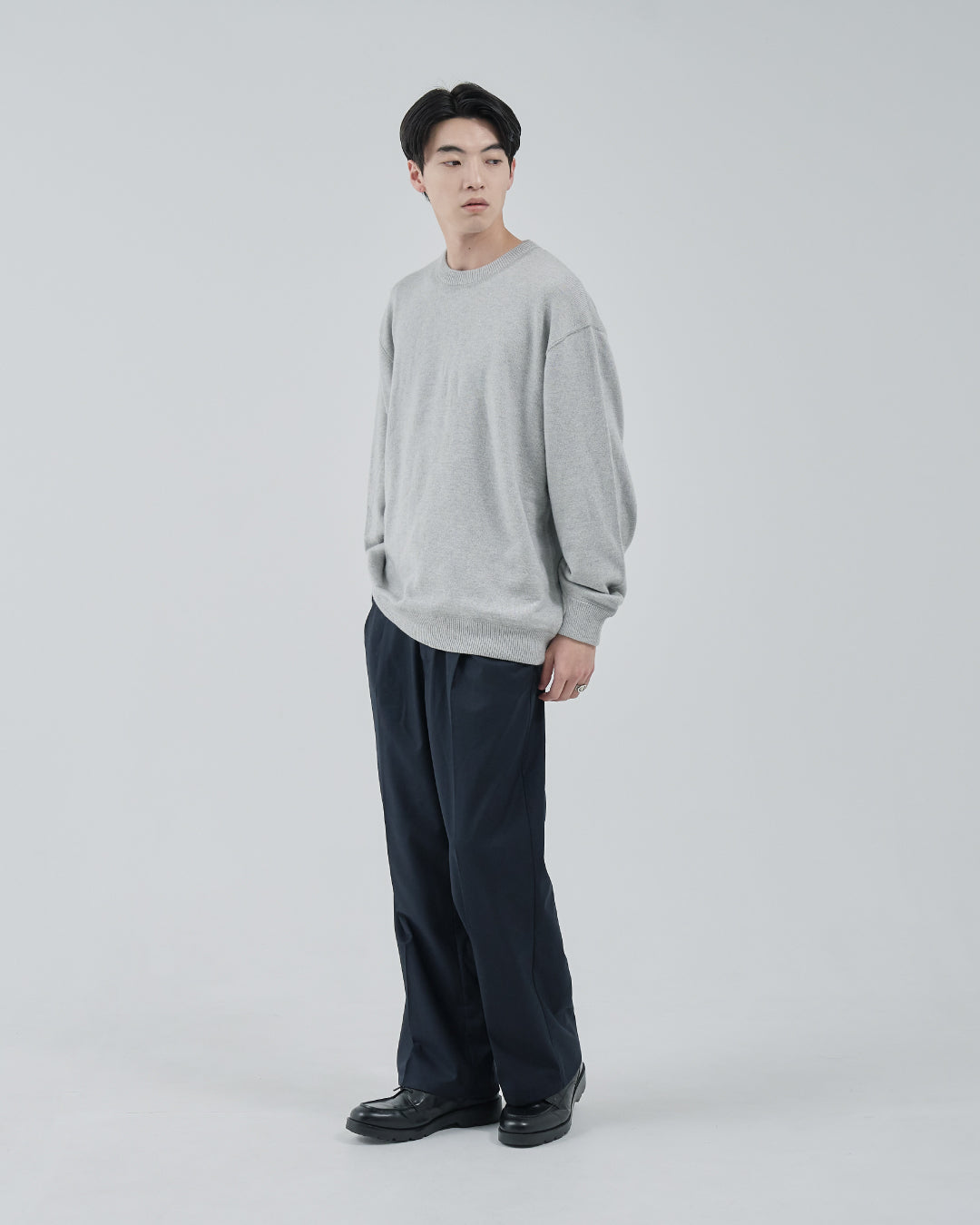 2Tuck Wide Slacks -navy-