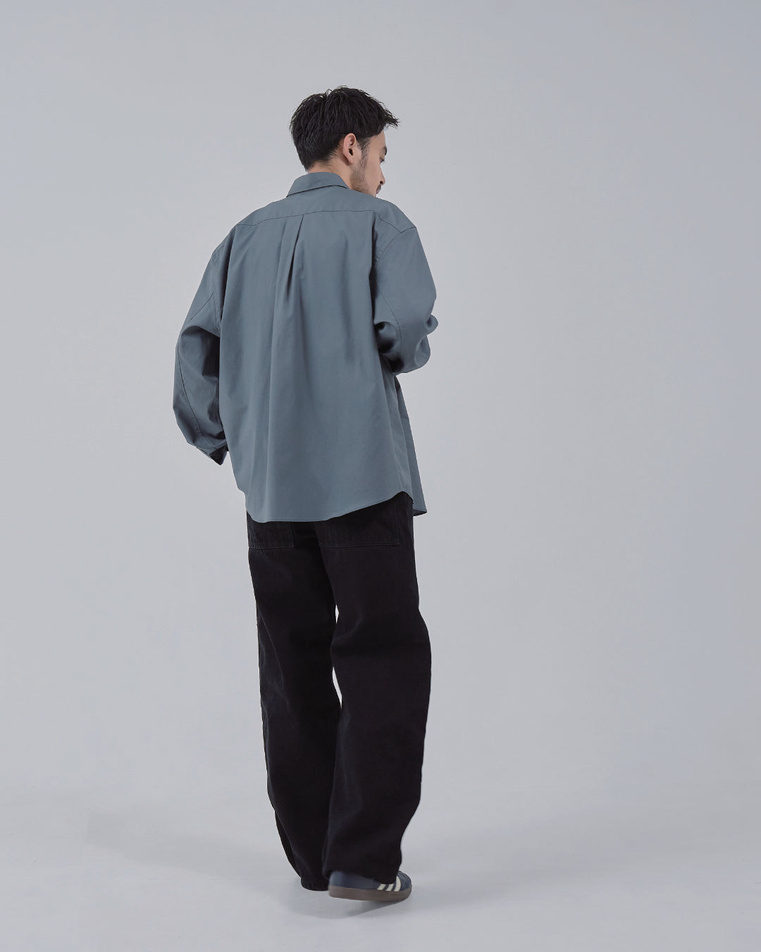 Relaxed Fit Regular Collar L/S Shirt -dark gray-