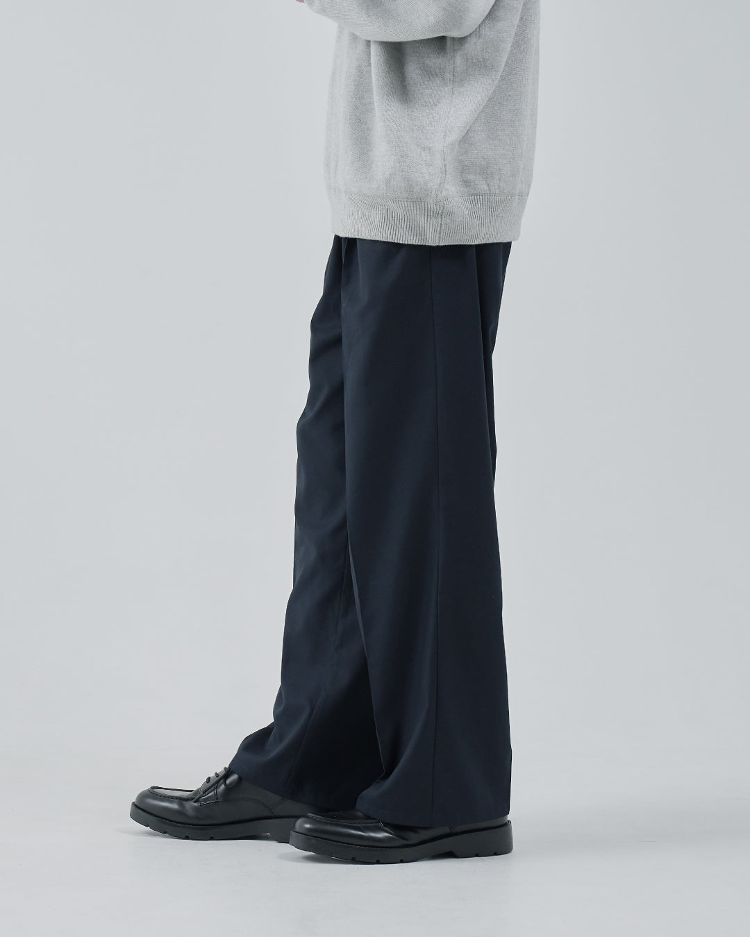 2Tuck Wide Slacks -navy-
