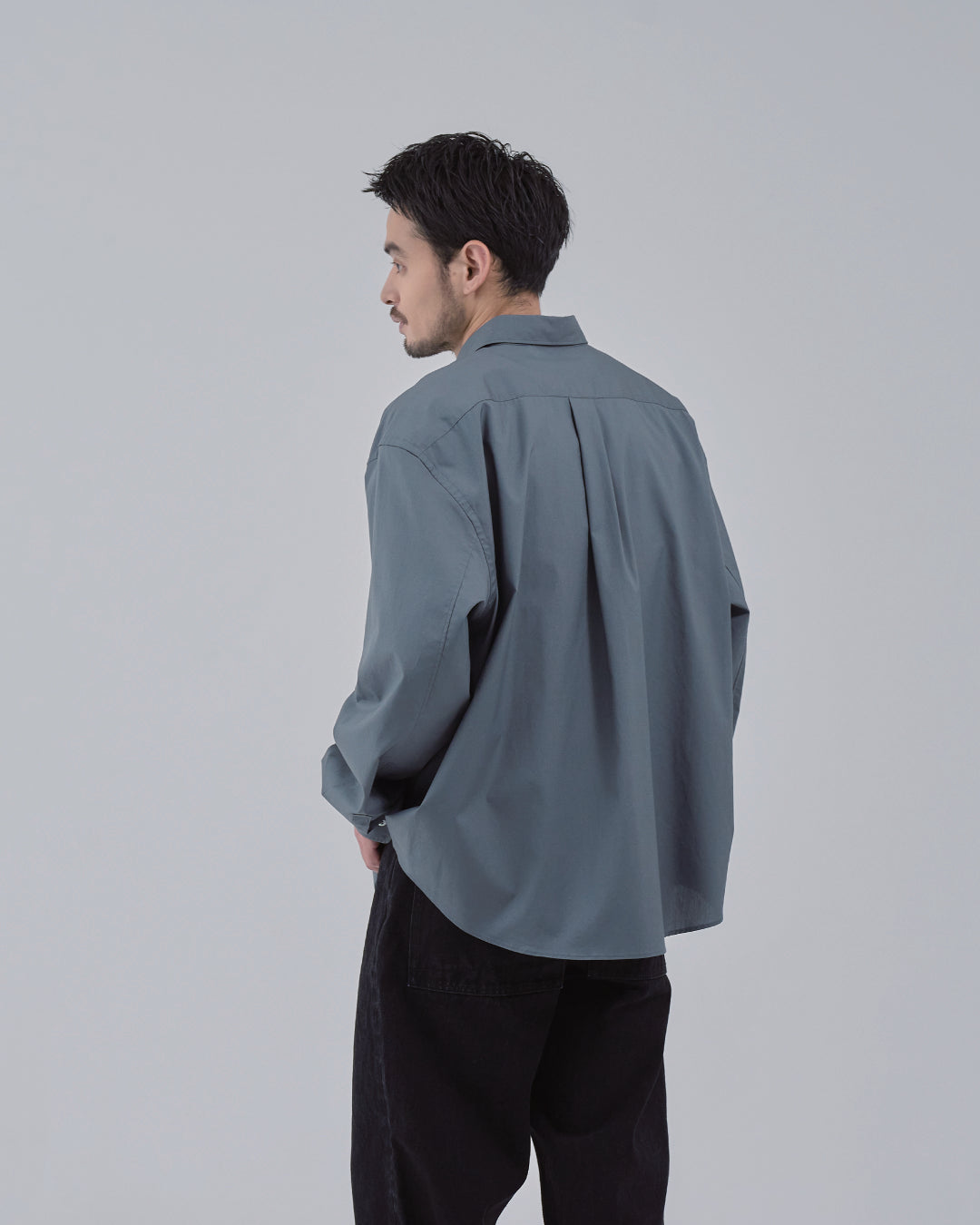 Relaxed Fit Regular Collar L/S Shirt -dark gray-