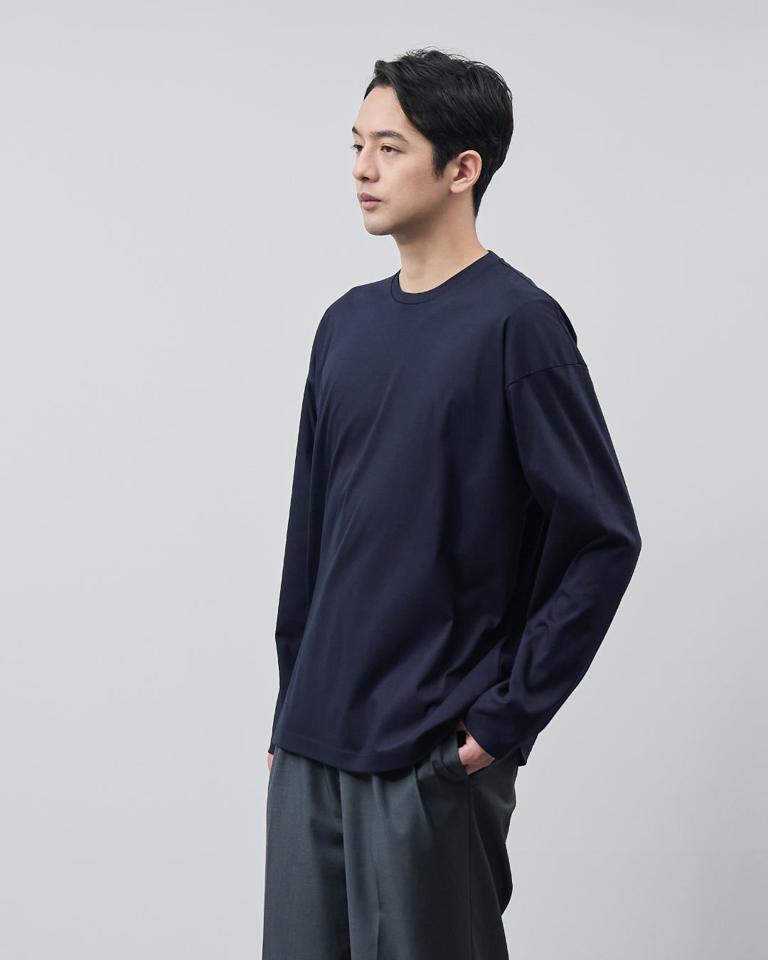 ARBINI Cotton L/S Tee -navy-