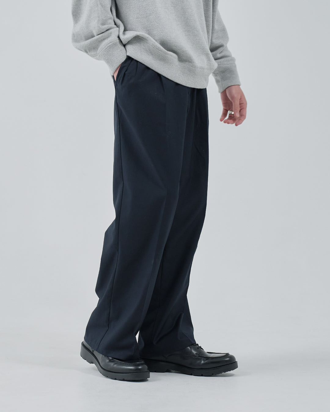 2Tuck Wide Slacks -navy-