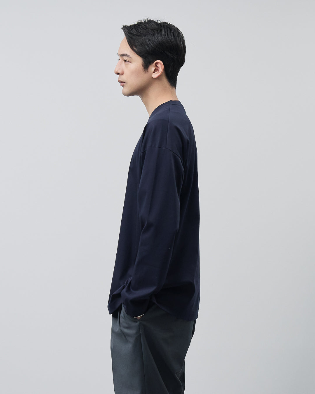 ARBINI Cotton L/S Tee -navy-