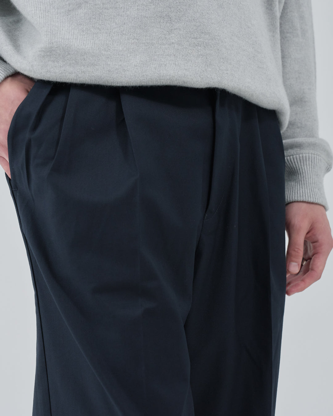 2Tuck Wide Slacks -navy-
