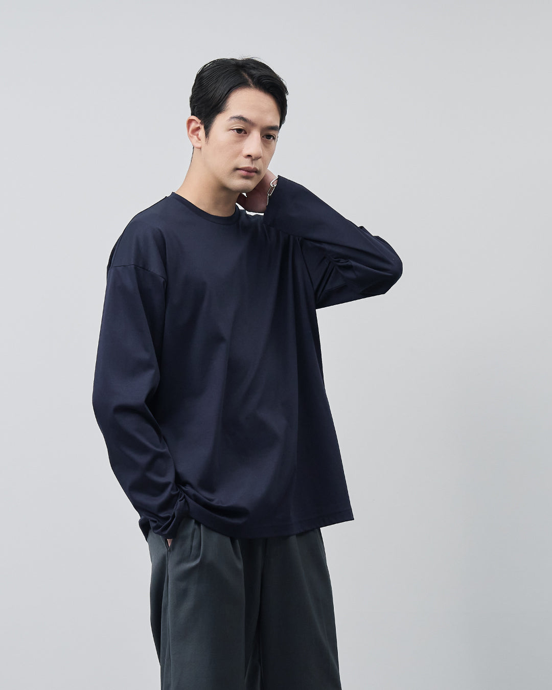 ARBINI Cotton L/S Tee -navy-