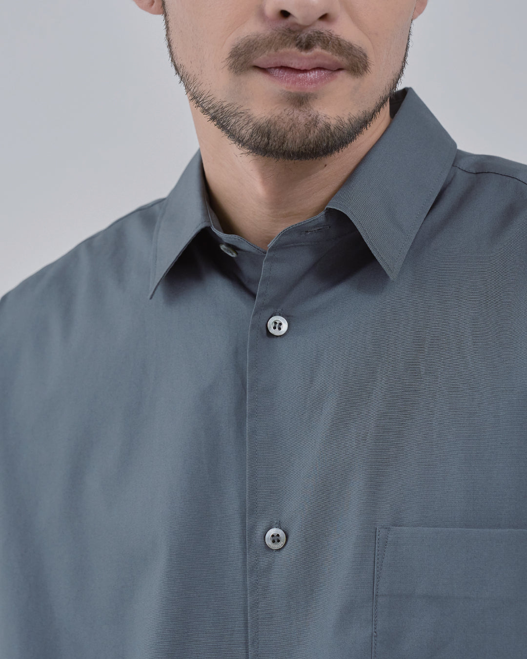 Relaxed Fit Regular Collar L/S Shirt -dark gray-