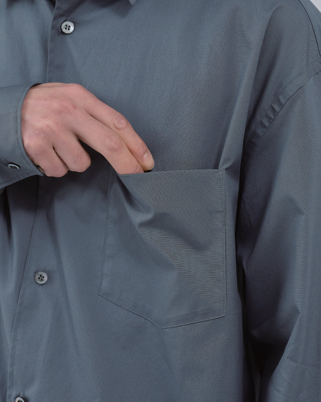 Relaxed Fit Regular Collar L/S Shirt -dark gray-