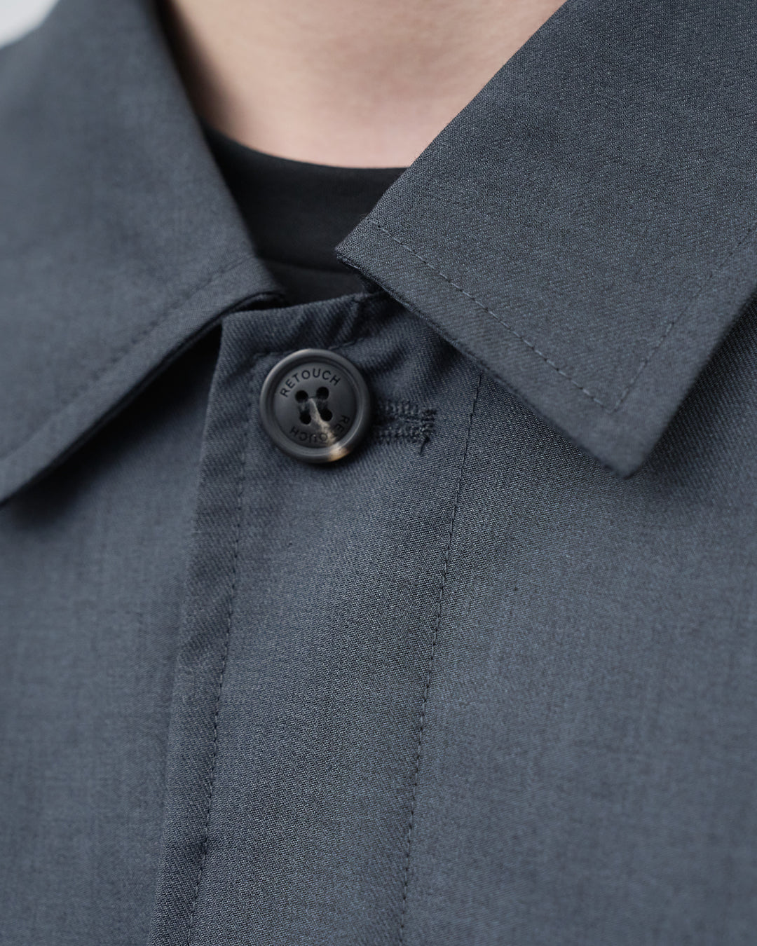 Open Collar Hidden Front Shirt Jacket -dark gray-