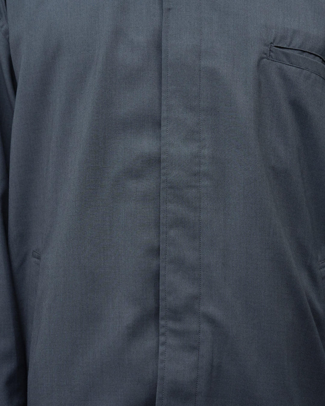 Open Collar Hidden Front Shirt Jacket -dark gray-