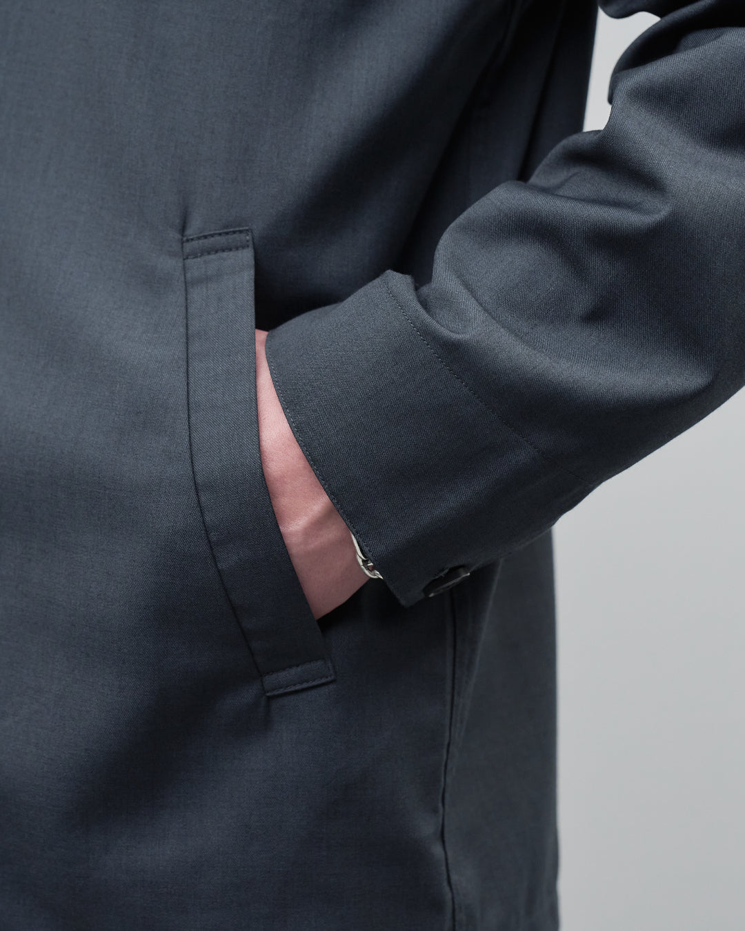 Open Collar Hidden Front Shirt Jacket -dark gray-