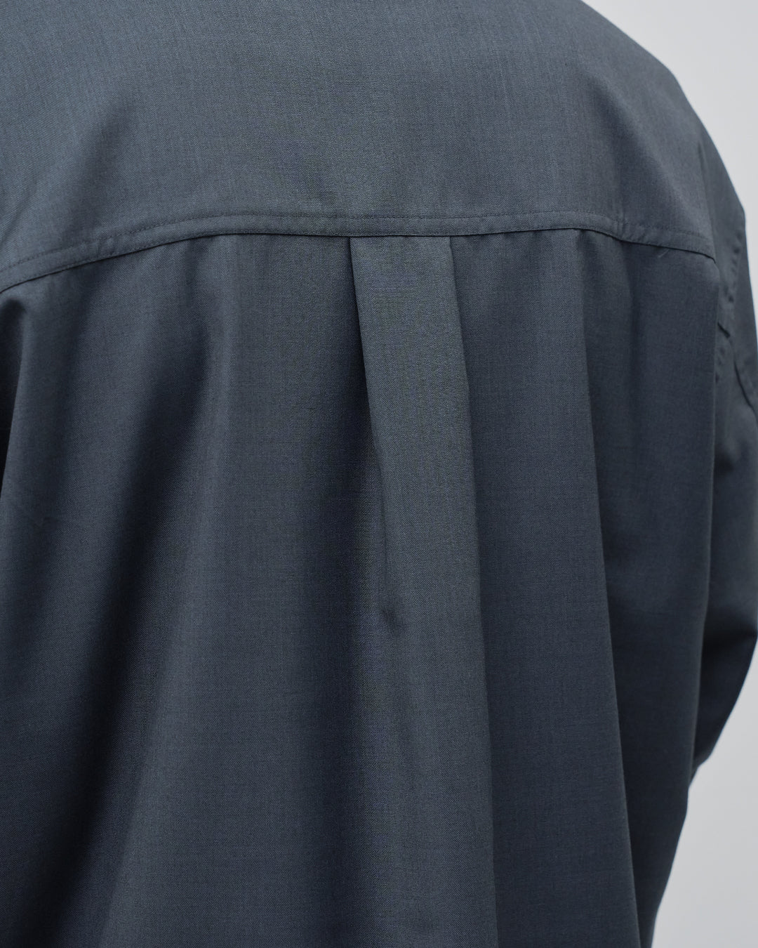 Open Collar Hidden Front Shirt Jacket -dark gray-