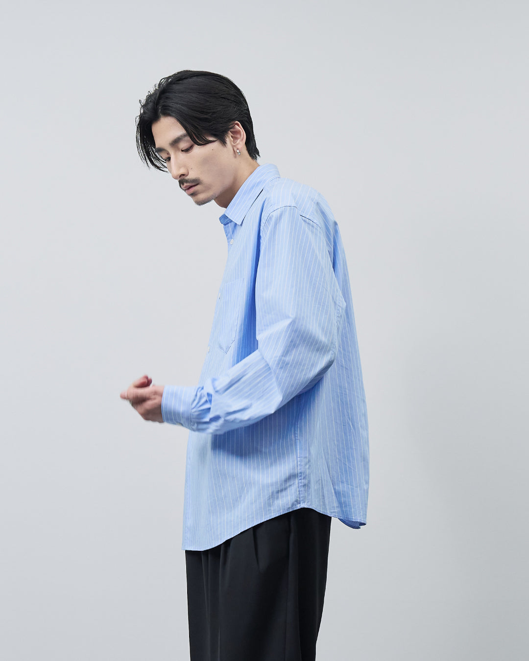 Relaxed Fit Regular Collar L/S Shirt -stripe-