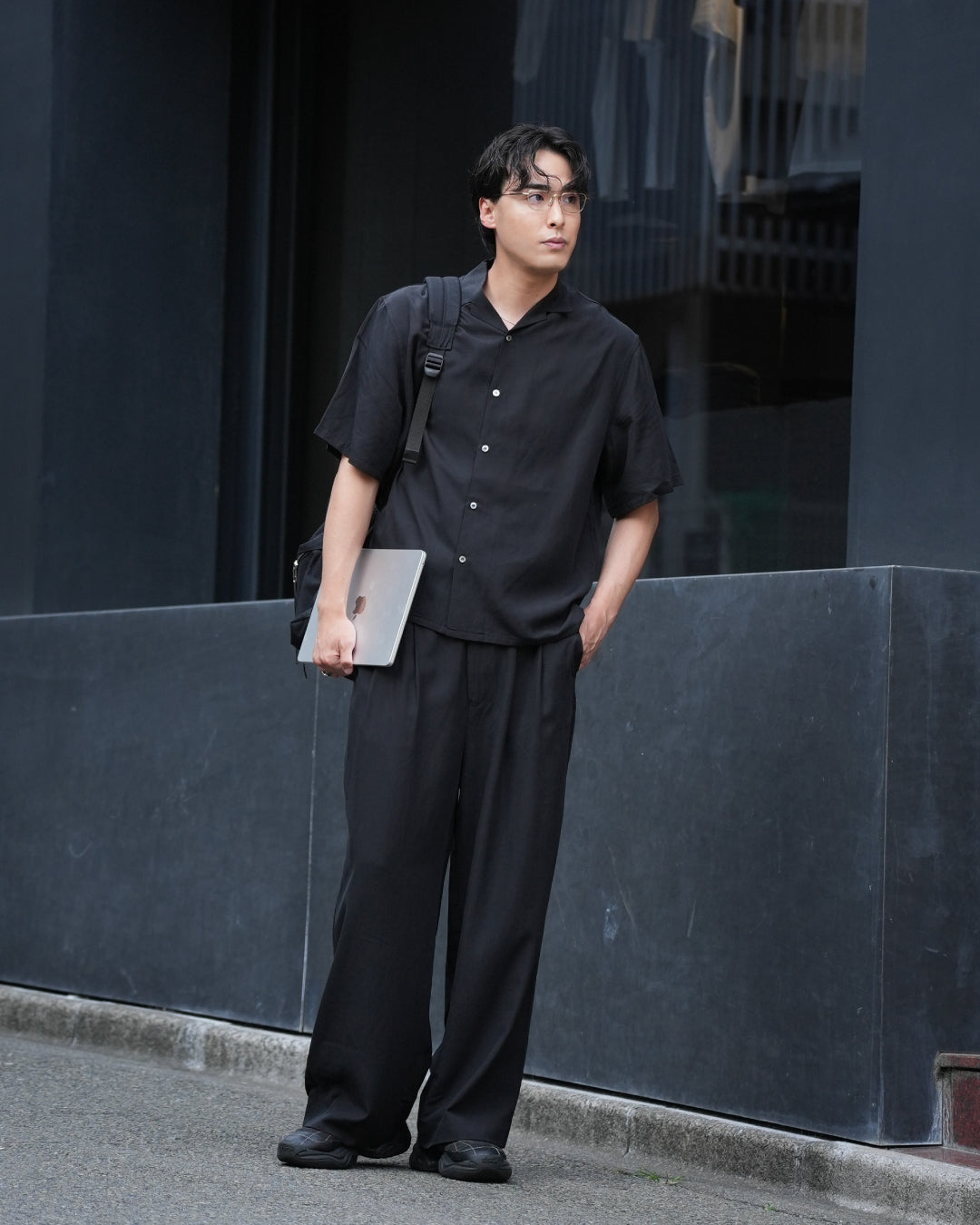 美品　RETOUCH オープンカラーシャツ　2025モデル S ブラック Linen Blend Open Collar S/S Shirt -black-