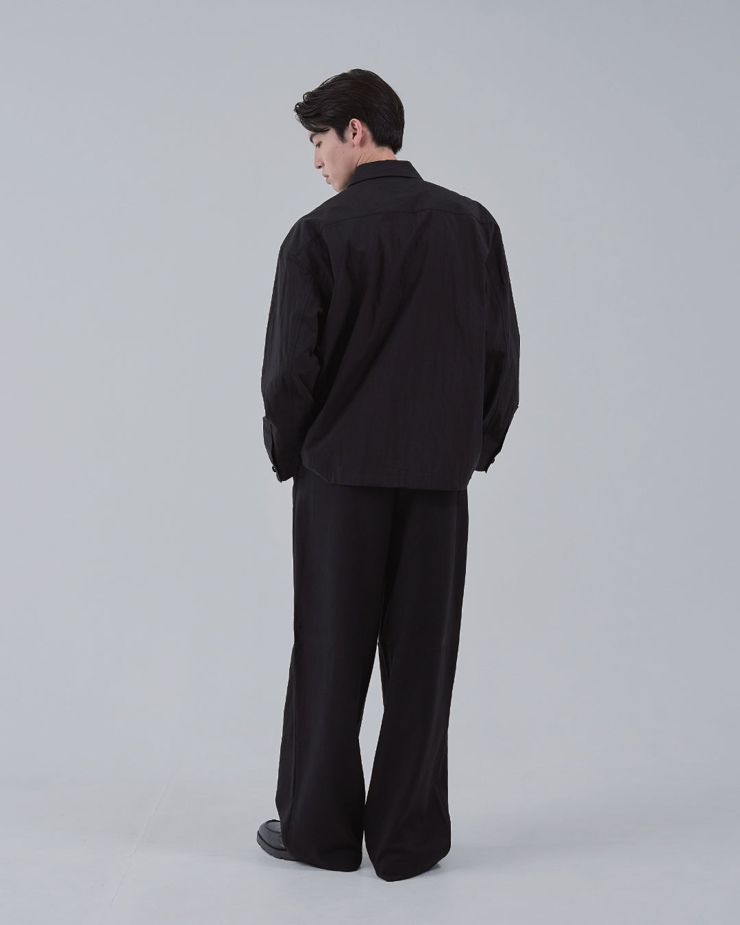 Cotton×Nylon Shirts Jacket -black-