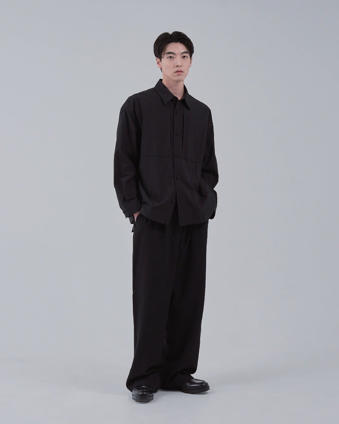 Cotton×Nylon Shirts Jacket -black-