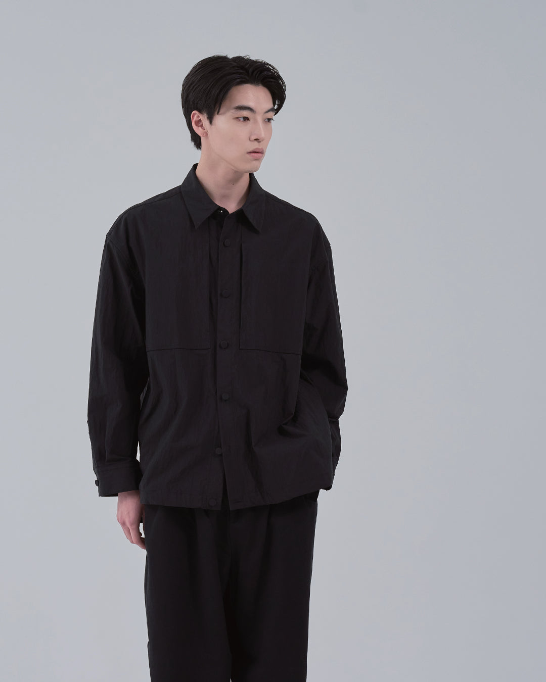 Cotton×Nylon Shirts Jacket -black-