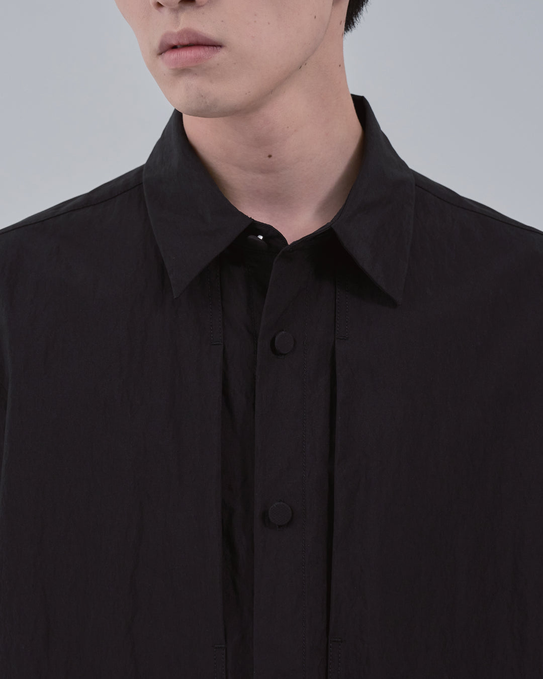 Cotton×Nylon Shirts Jacket -black-