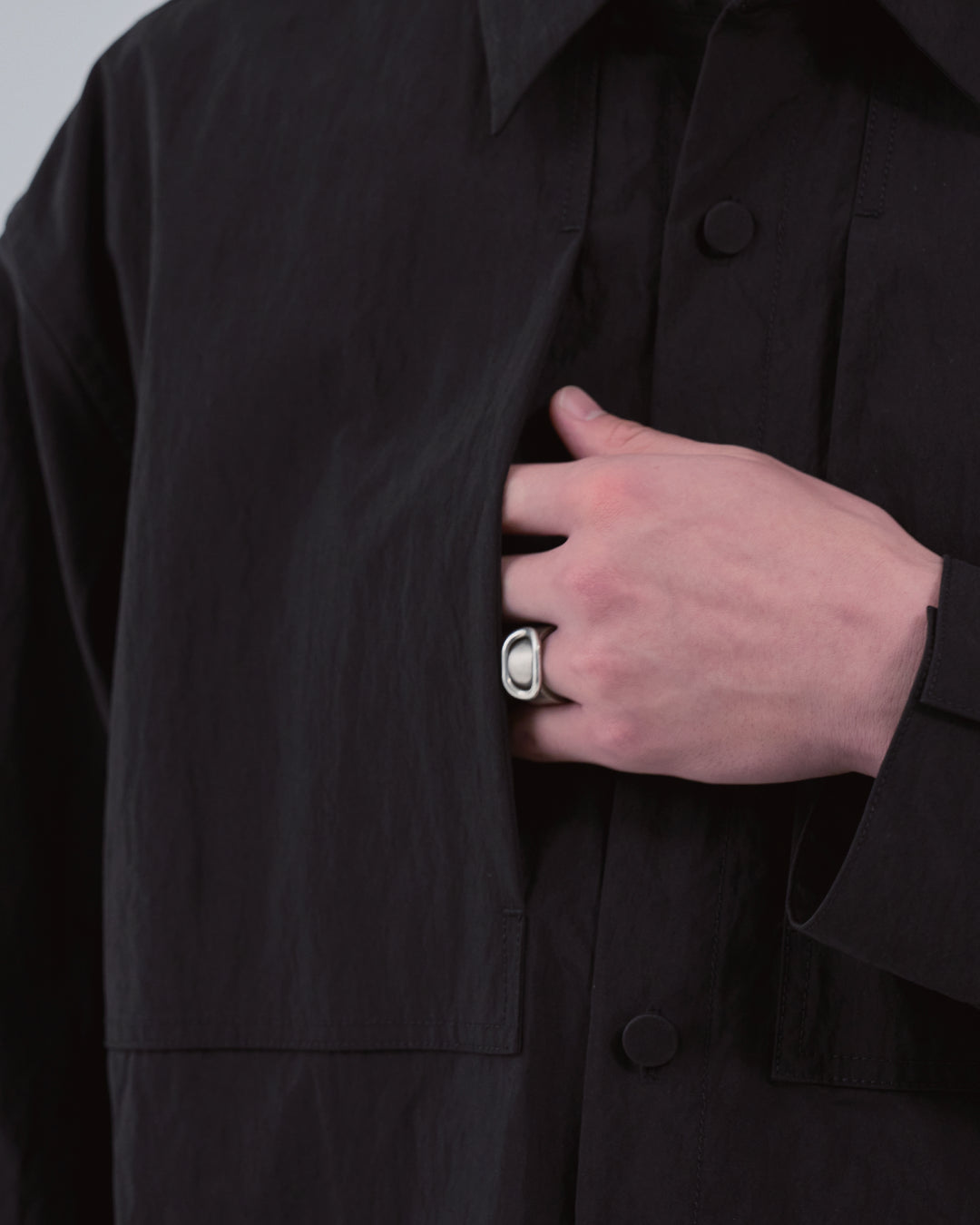 Cotton×Nylon Shirts Jacket -black-