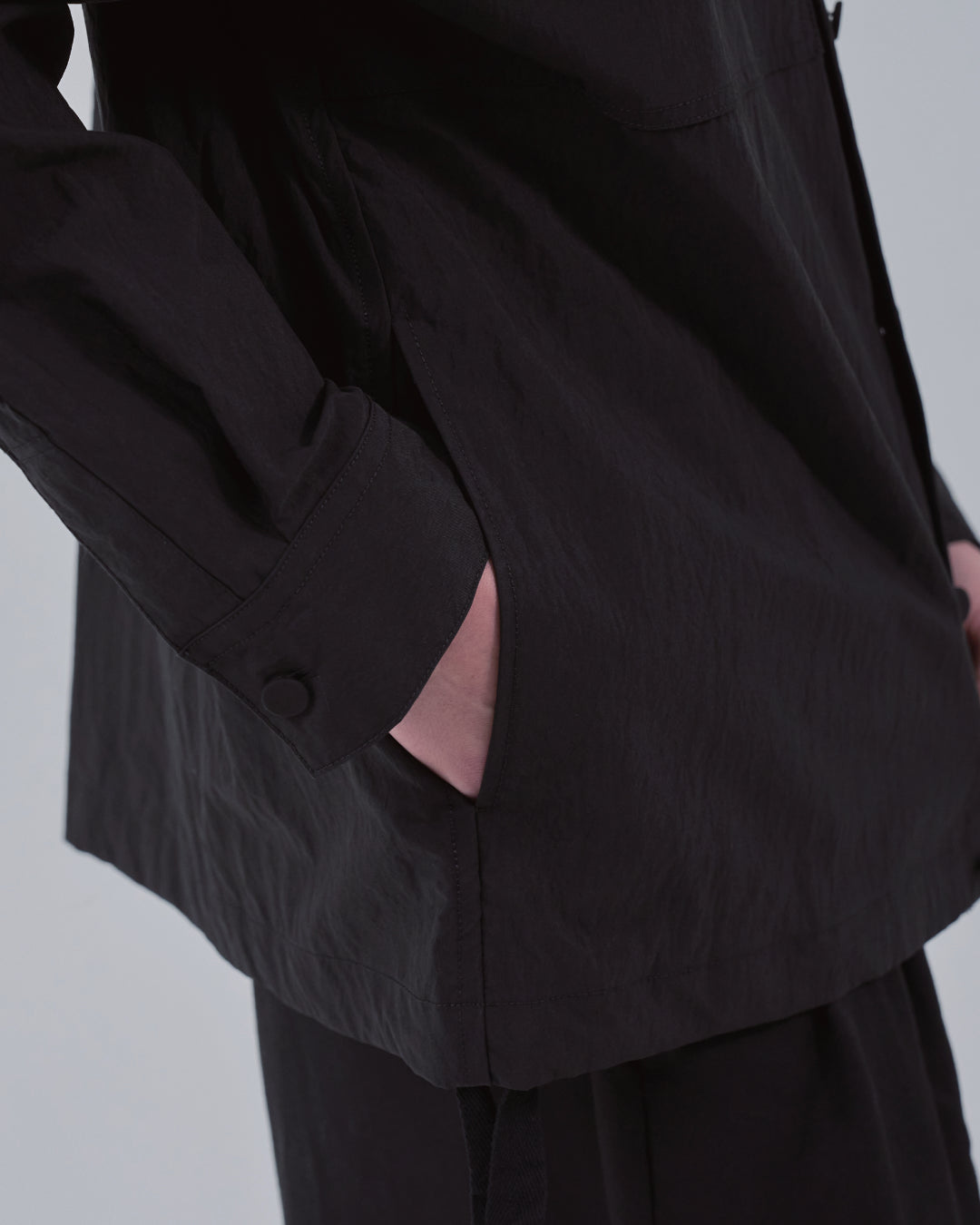 Cotton×Nylon Shirts Jacket -black-