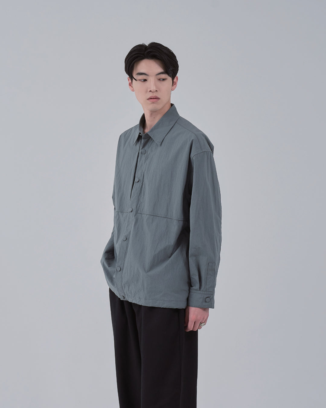 Cotton×Nylon Shirts Jacket -blue gray-