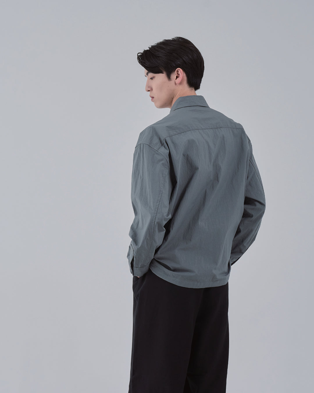 Cotton×Nylon Shirts Jacket -blue gray-