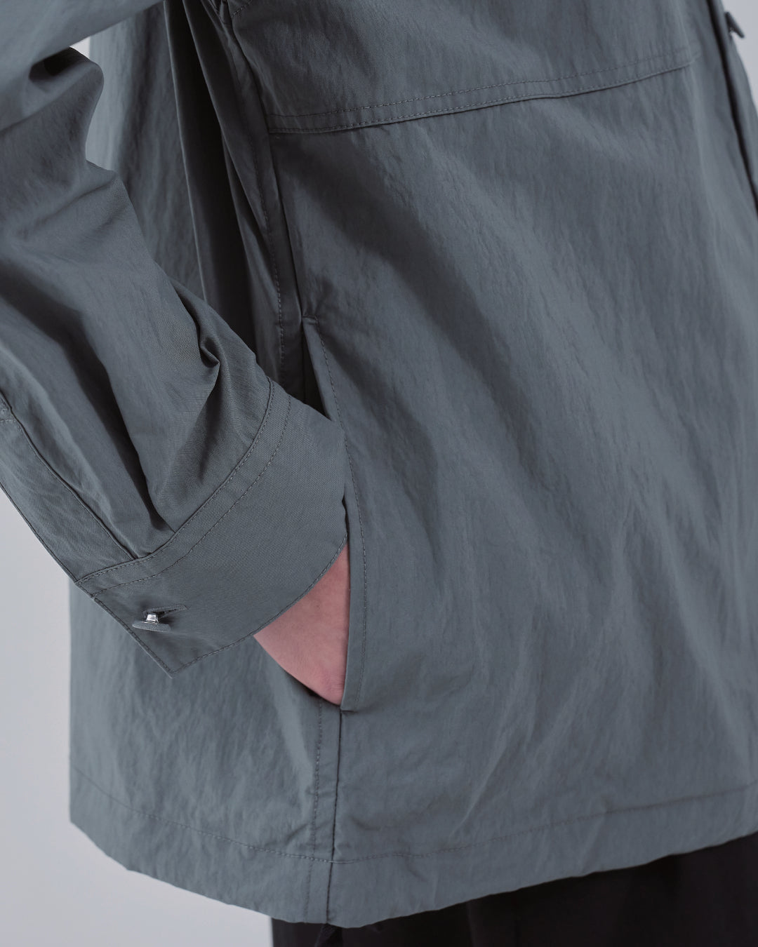 Cotton×Nylon Shirts Jacket -blue gray-