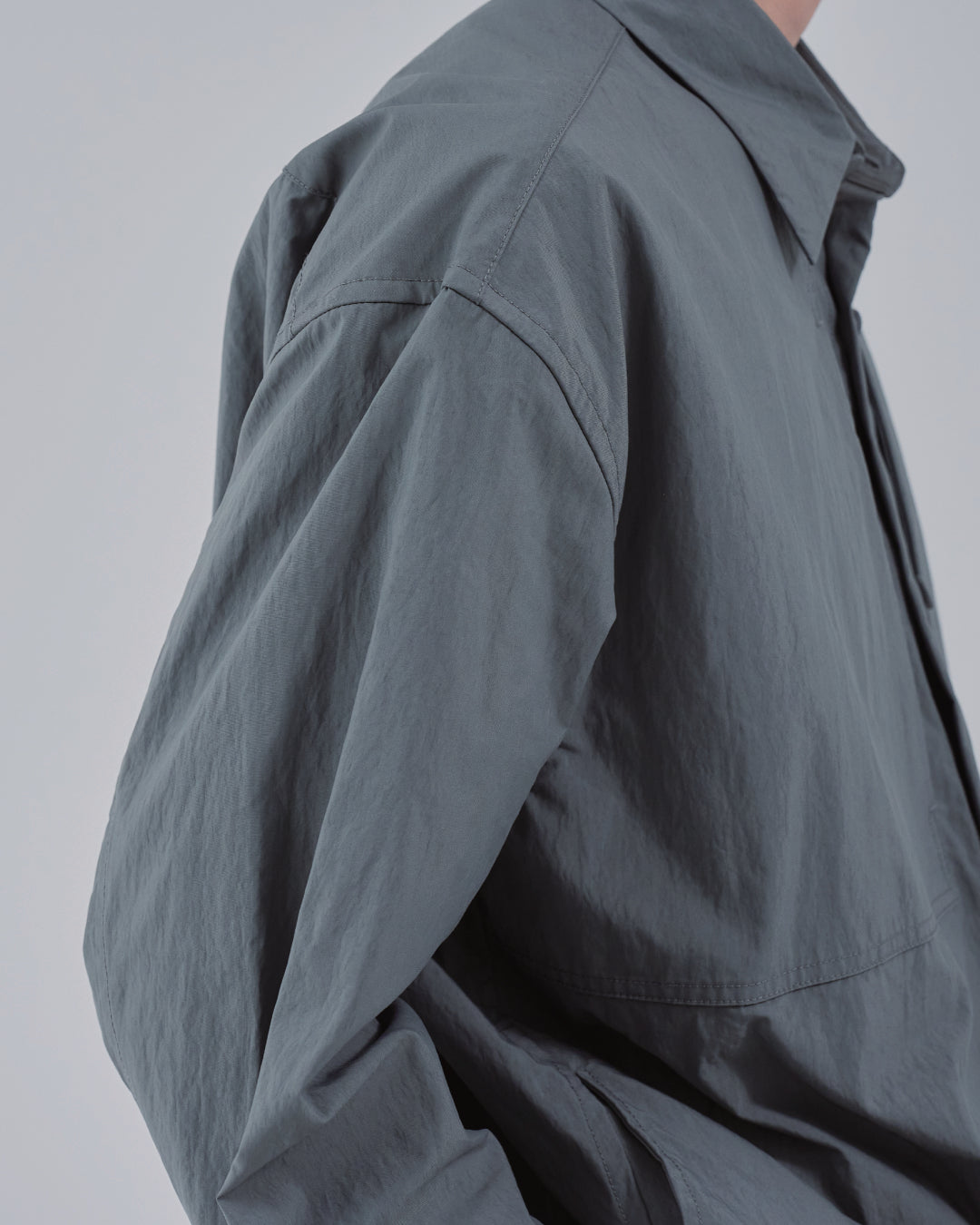 Cotton×Nylon Shirts Jacket -blue gray-