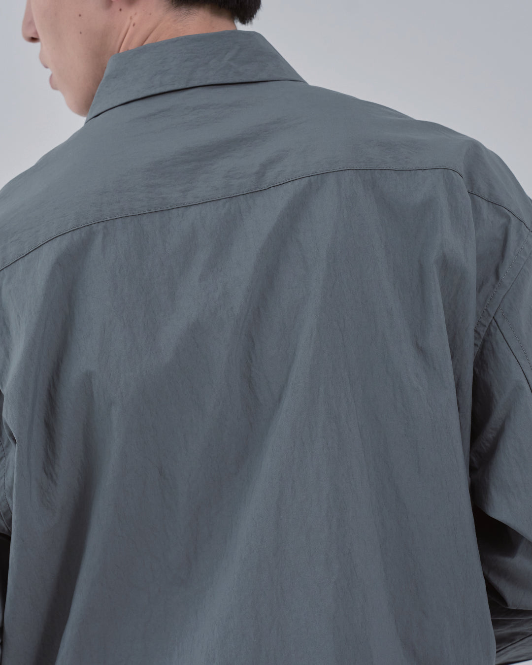 Cotton×Nylon Shirts Jacket -blue gray-