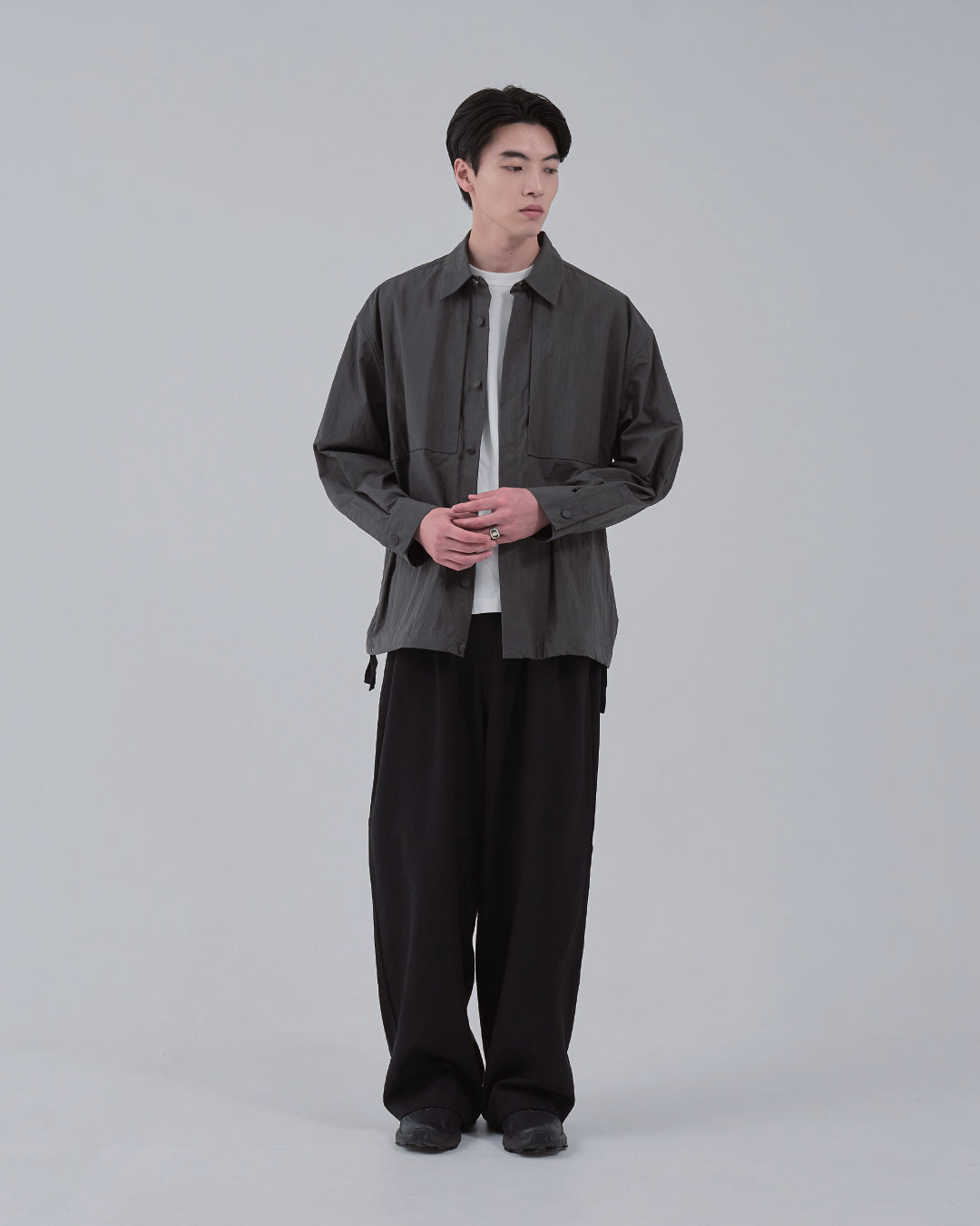 Cotton×Nylon Shirts Jacket -charcoal-