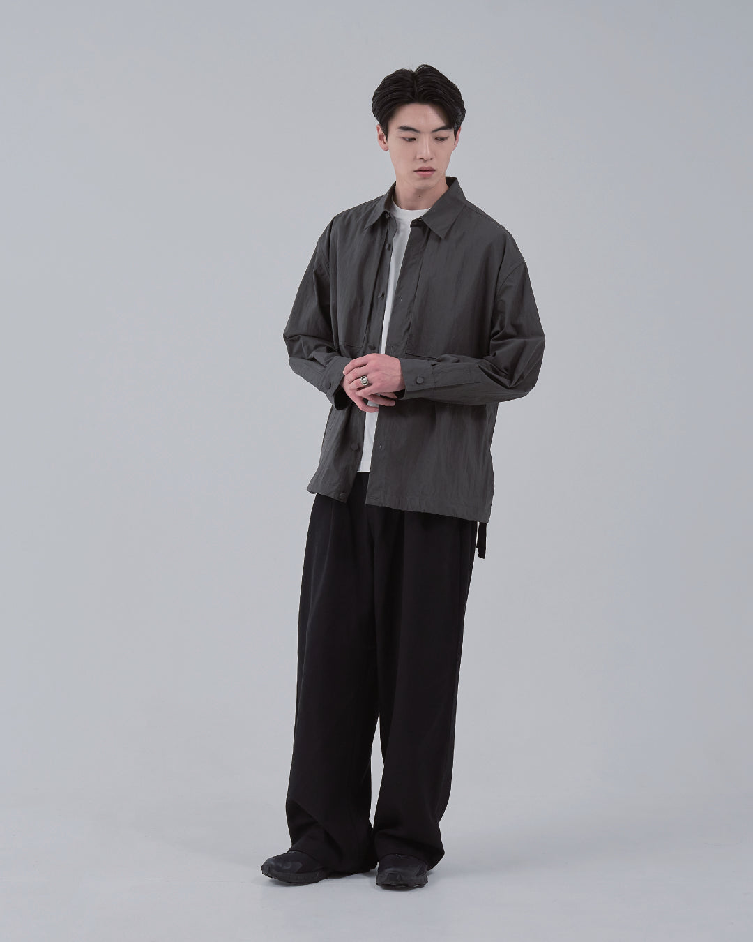 Cotton×Nylon Shirts Jacket -charcoal-