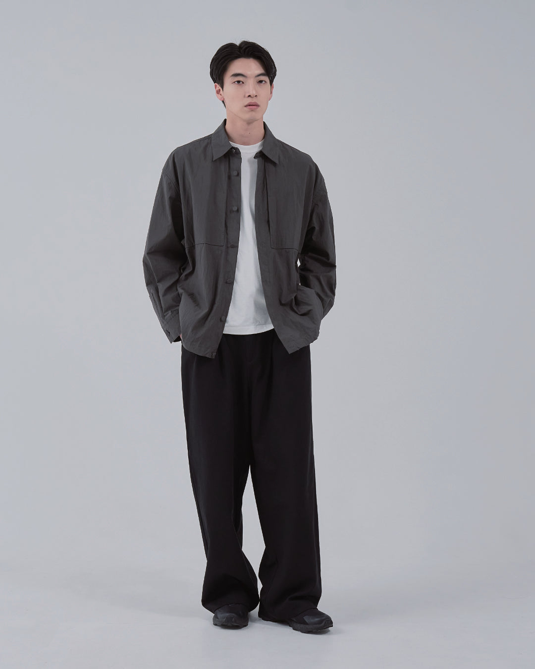 Cotton×Nylon Shirts Jacket -charcoal-