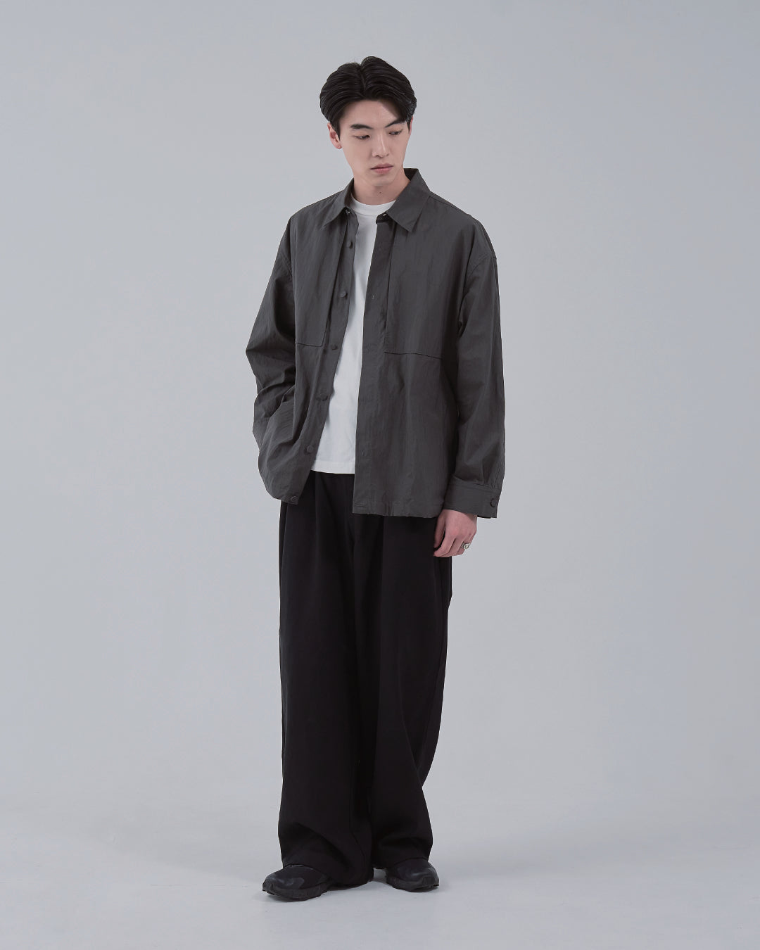 Cotton×Nylon Shirts Jacket -charcoal-