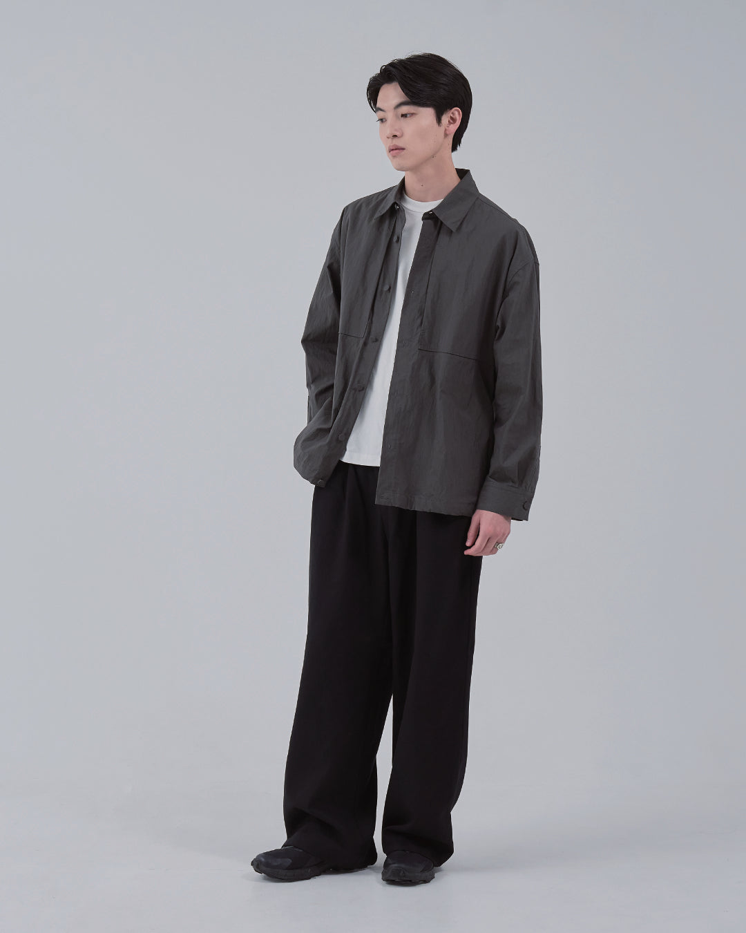 Cotton×Nylon Shirts Jacket -charcoal-